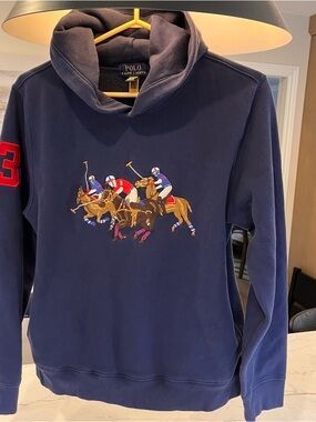 Triple Pony Polo by Ralph Lauren Navy Embroidered Hoodie